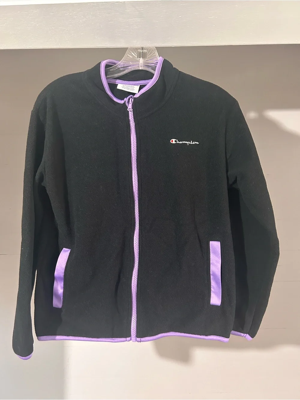 Champion Black Fleece Jacket with Lavender Trim